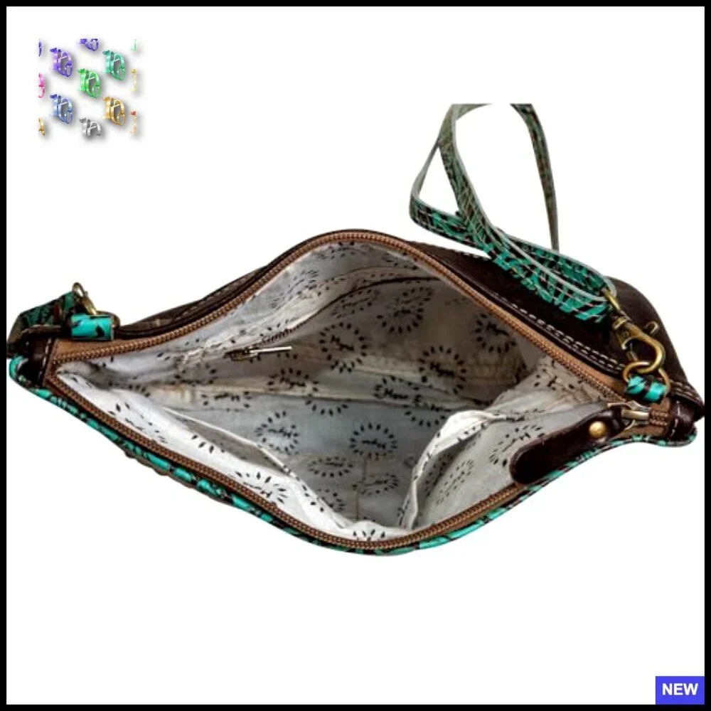 Hand-Tooled Leather Crossbody Bag Western Chic Medium Purse with Straps - Picture 6 of 6